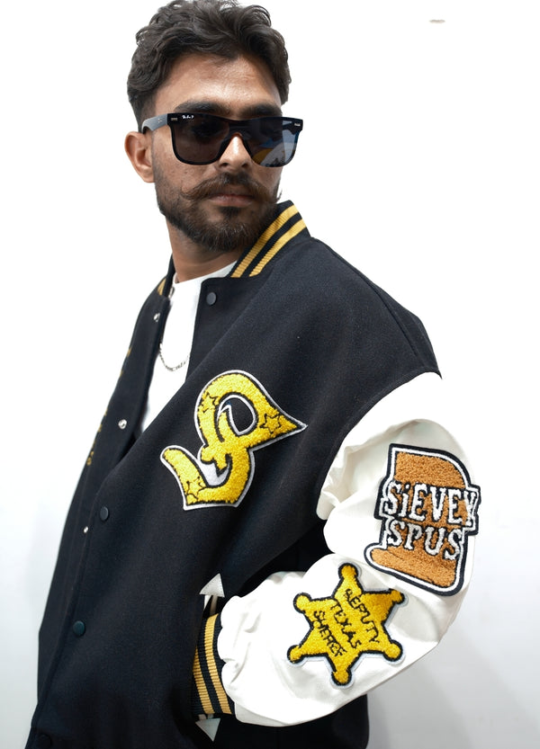 Western Rodeo Heritage Black & White Varsity Jacket