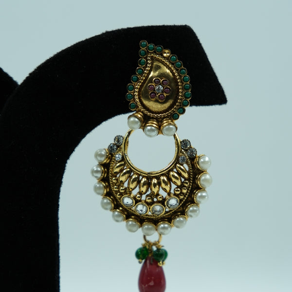 Royal Meenakshi Kundan Pearl Chandbali Earrings