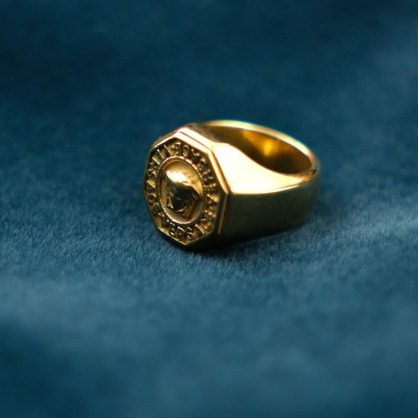 Imperial Caesar Emblem Gold Signet Ring