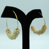 Elegant Pearl Cluster Gold Hoop Earrings