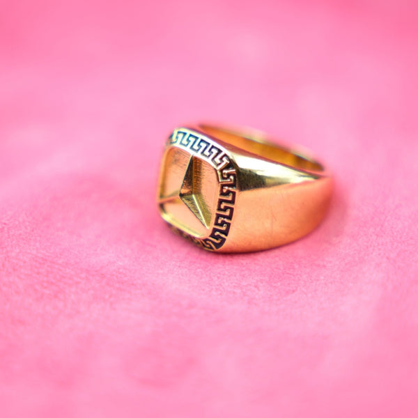 TriStar Elite Geometric Gold Signet Ring