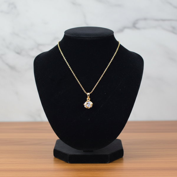 Golden Bloom Solitaire Pendant Necklace