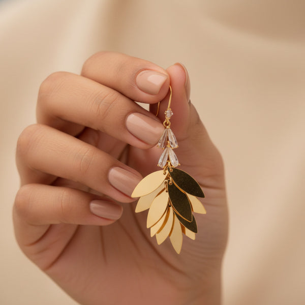 Golden Leaf Cascade Earrings