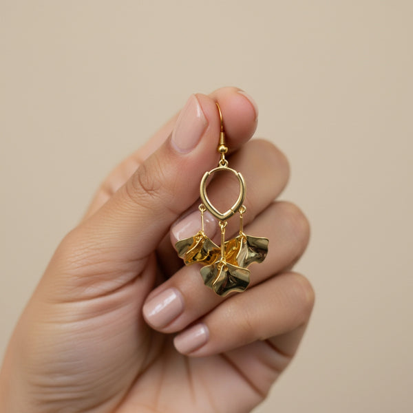 Golden Petal Whisper Earrings