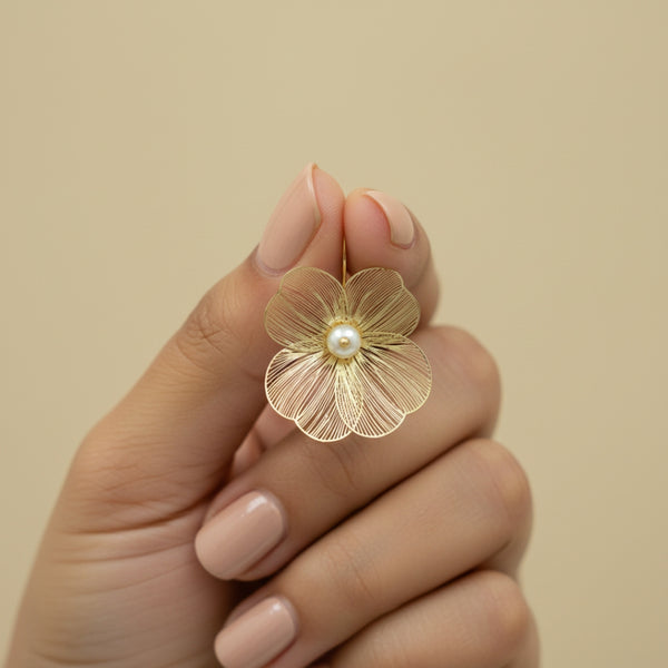 Golden Bloom Pearl Earrings