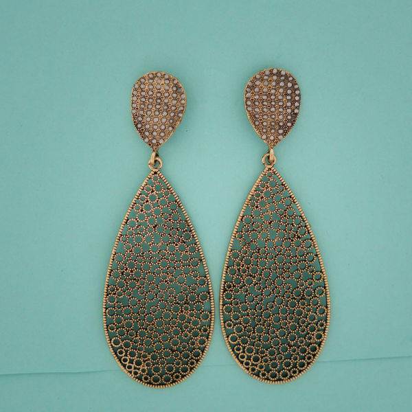 Golden Aura Filigree Drop Earrings