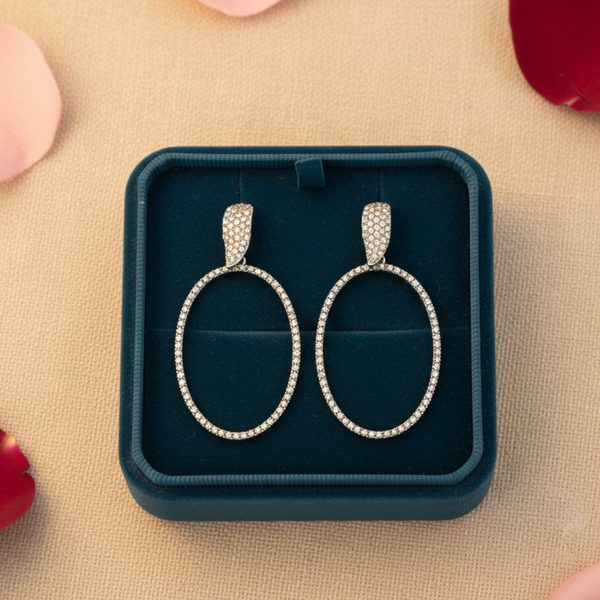 Celeste Oval Diamond Drop Earrings