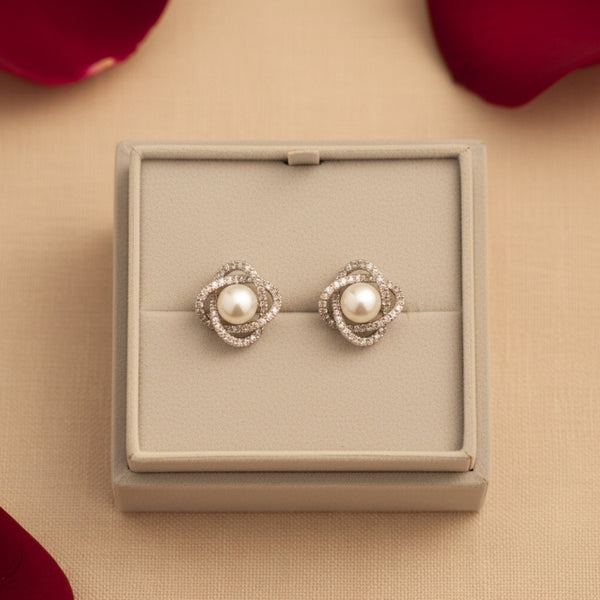 Celeste Pearl Halo Studs