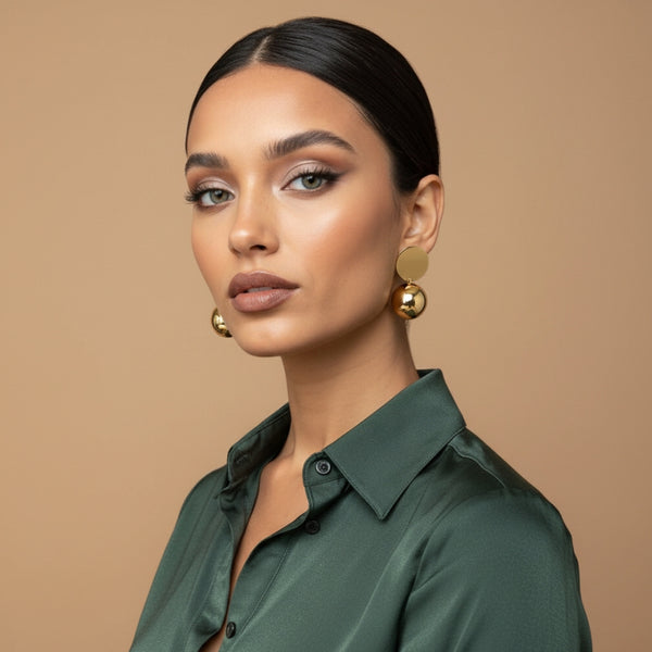 Luna Drop Gold Stud Earrings