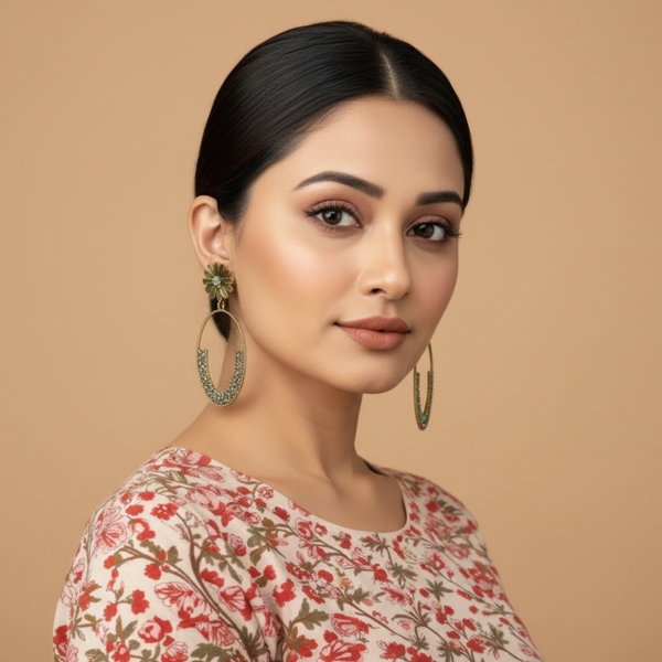 Vintage Bloom Crescent Earrings