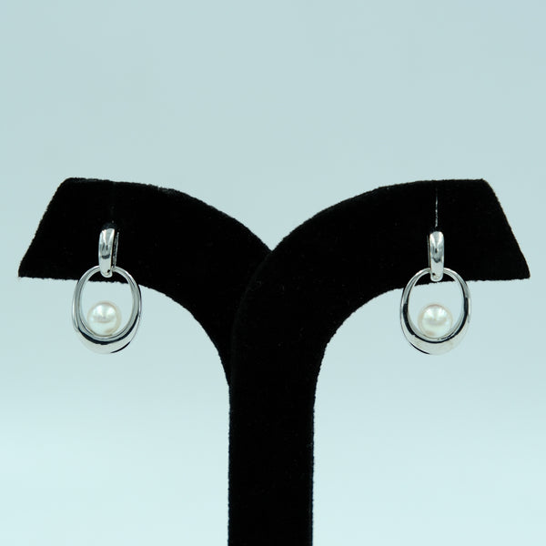 Moonlit Pearl Loop Earrings