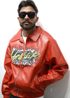 Red Hellstar Graphic Leather Jacket