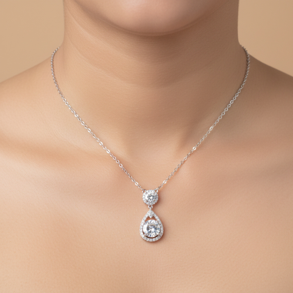 Radiant Teardrop Halo Pendant