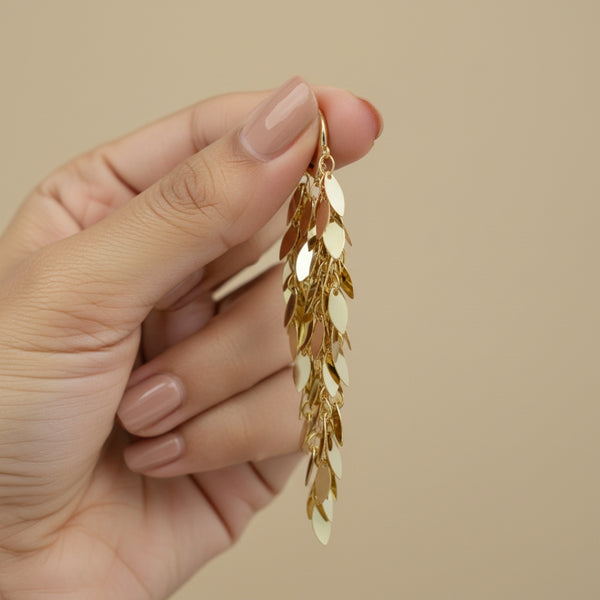 Golden Leaf Cascade Earrings