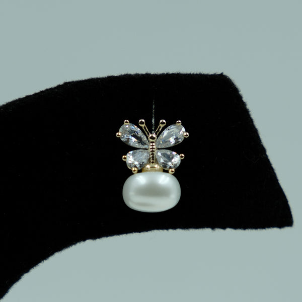Crystal Pearl Butterfly Studs