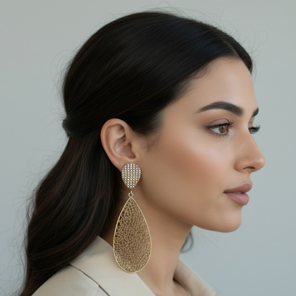 Golden Aura Filigree Drop Earrings