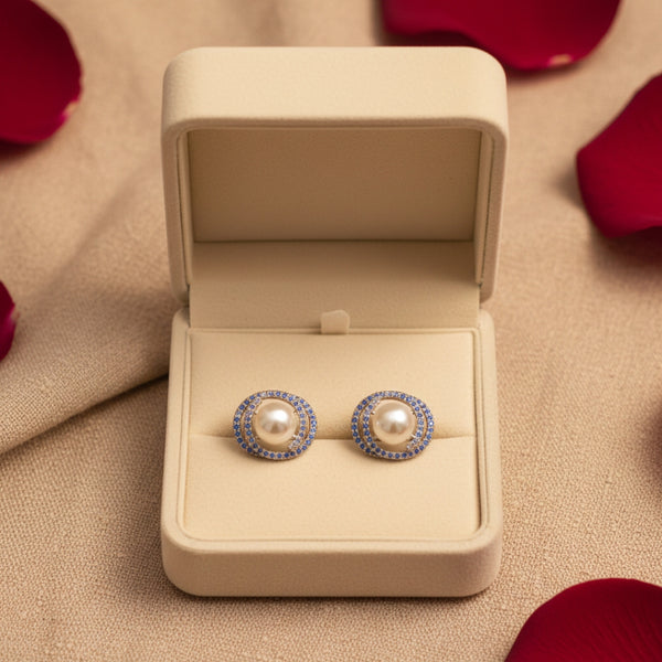 Celeste Blue Pearl Studs