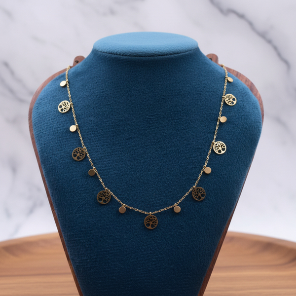 Golden Tree Charm Necklace