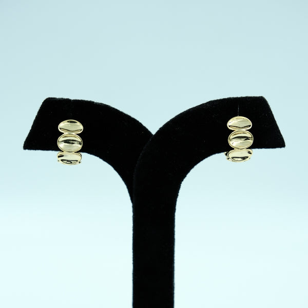 Triple Gleam Gold Stud Earrings