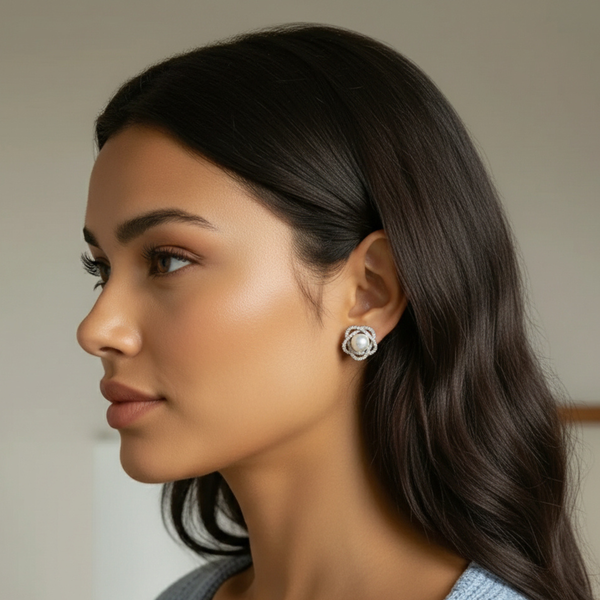 Pearl Blossom Stud Earrings