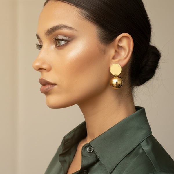 Luna Drop Gold Stud Earrings