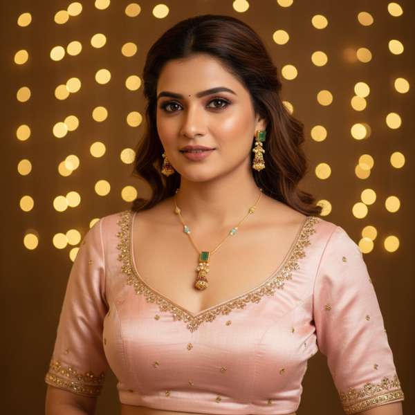 Emerald Jhumka Drop Pendant