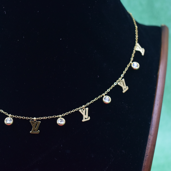 Golden Initial Sparkle Necklace