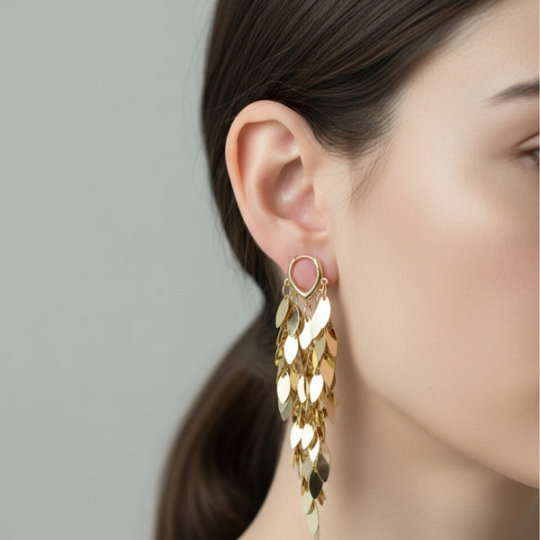Golden Leaf Cascade Earrings