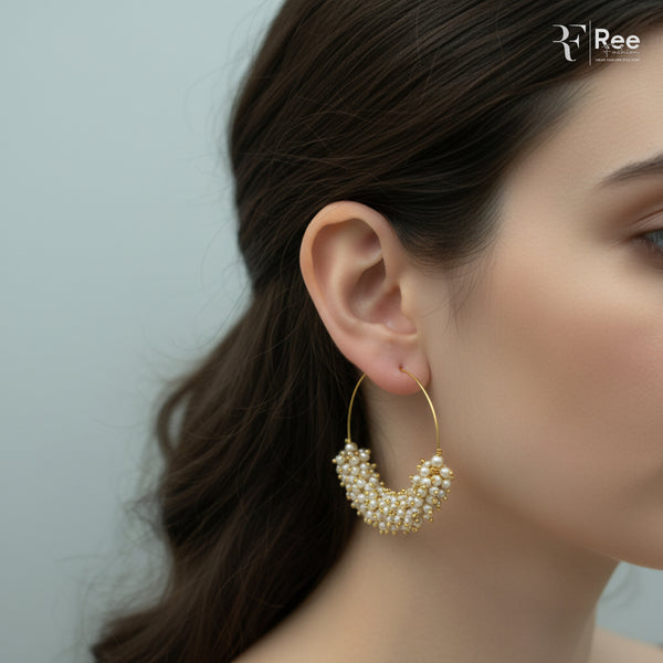 Pearl Bloom Hoop Earrings