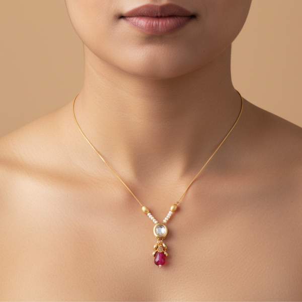 Ruby Dewdrop Pendant Set