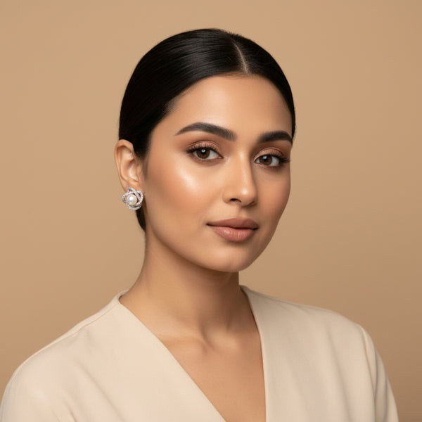 Celeste Pearl Halo Studs