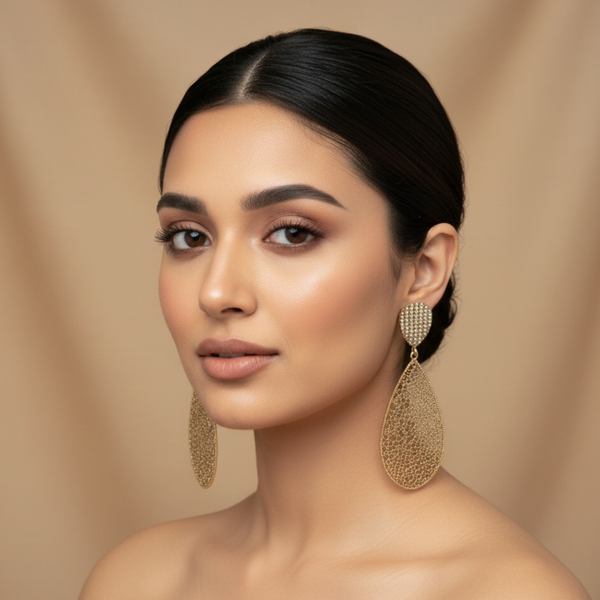 Golden Aura Filigree Drop Earrings