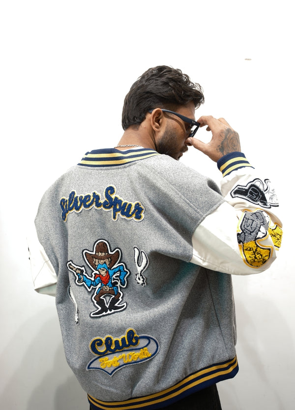 Silver Spur Rodeo Edition Grey Varsity Jacket