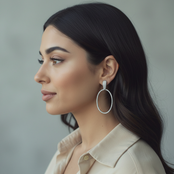 Celeste Oval Diamond Drop Earrings