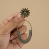Vintage Bloom Crescent Earrings