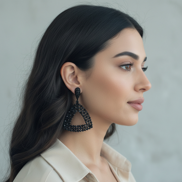 Midnight Noir Beaded Drop Earrings