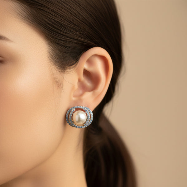 Celeste Blue Pearl Studs