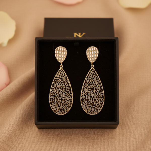 Golden Aura Filigree Drop Earrings