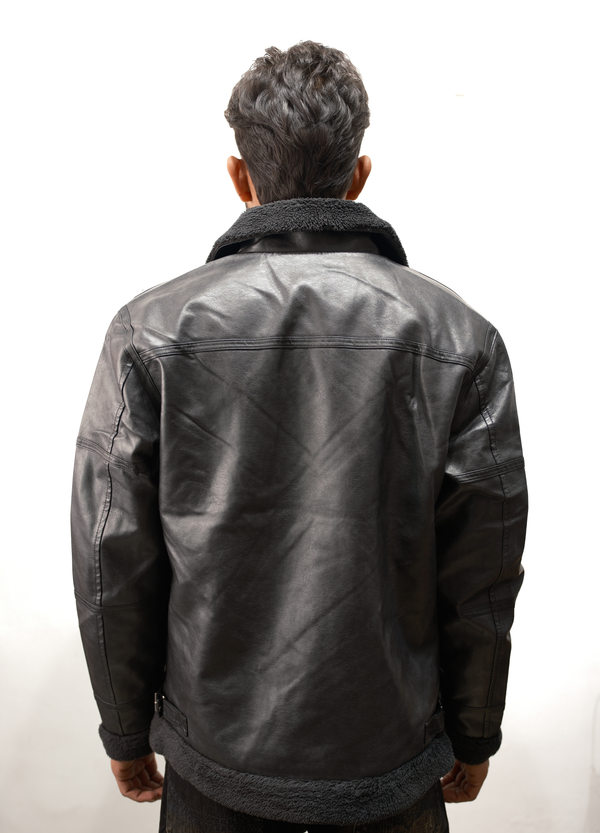 Urban Black Shearling Leather Jacket