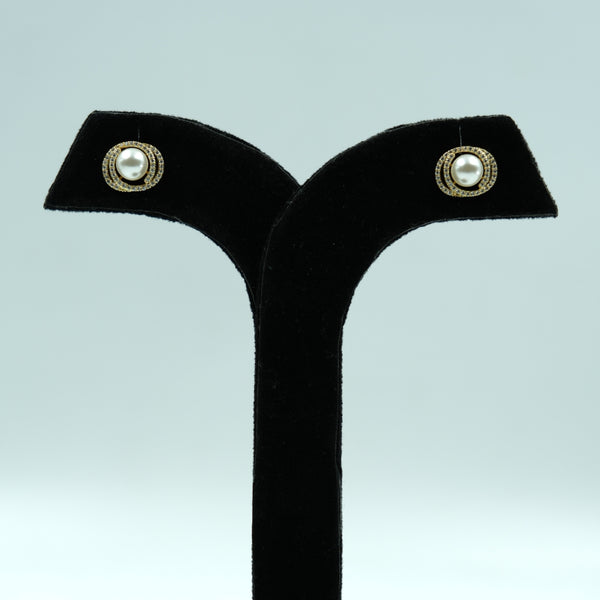 Aurora Pearl Halo Studs