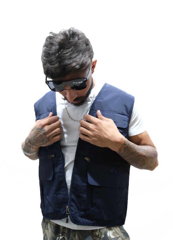 Navy Blue Multi-Pocket Utility Travel Vest