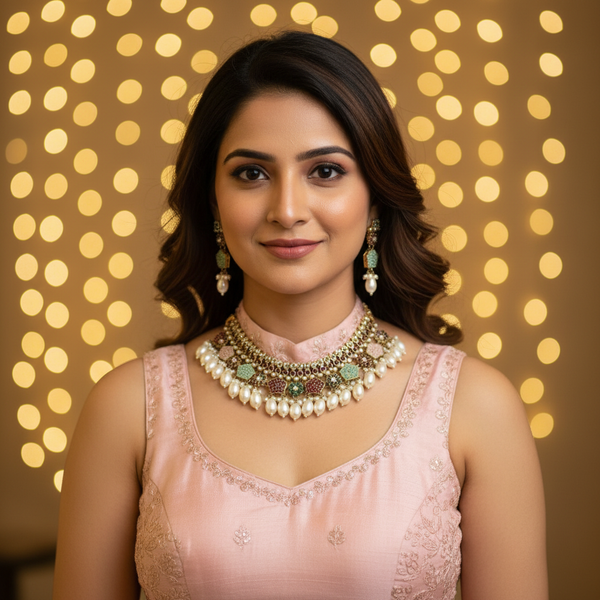 Royal Pastel Pearl Choker Set