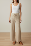 Beige Ribbed Knit Lounge Pants