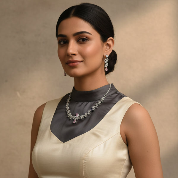 Blush Crystal Vine Necklace Set