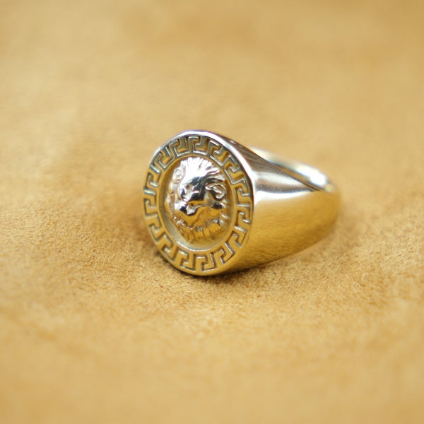 Regal Lion Crest Gold Signet Ring
