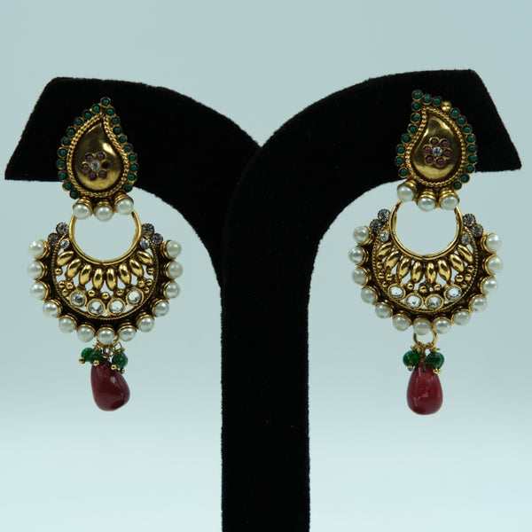 Royal Meenakshi Kundan Pearl Chandbali Earrings