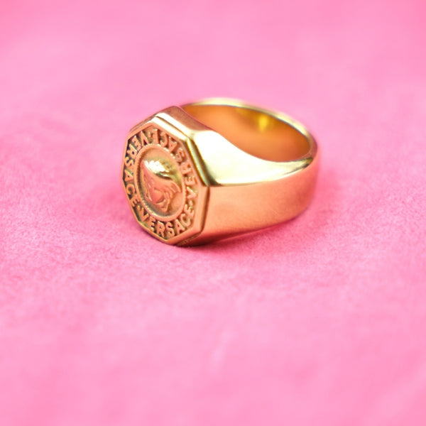 Imperial Caesar Emblem Gold Signet Ring