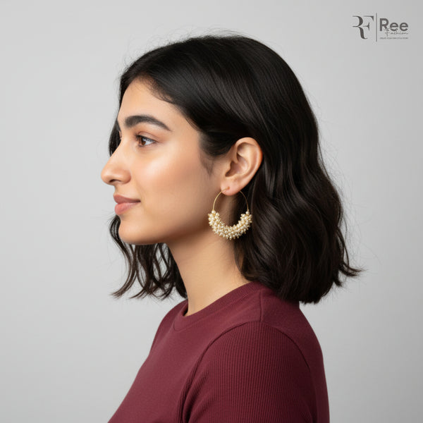 Pearl Bloom Hoop Earrings