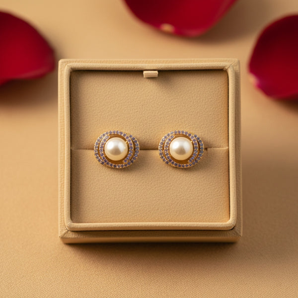 Aurora Pearl Halo Studs