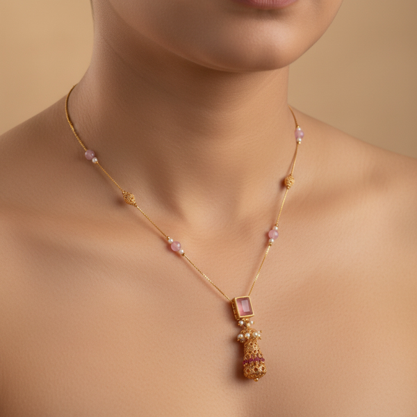 Amethyst Jhumka Drop Necklace